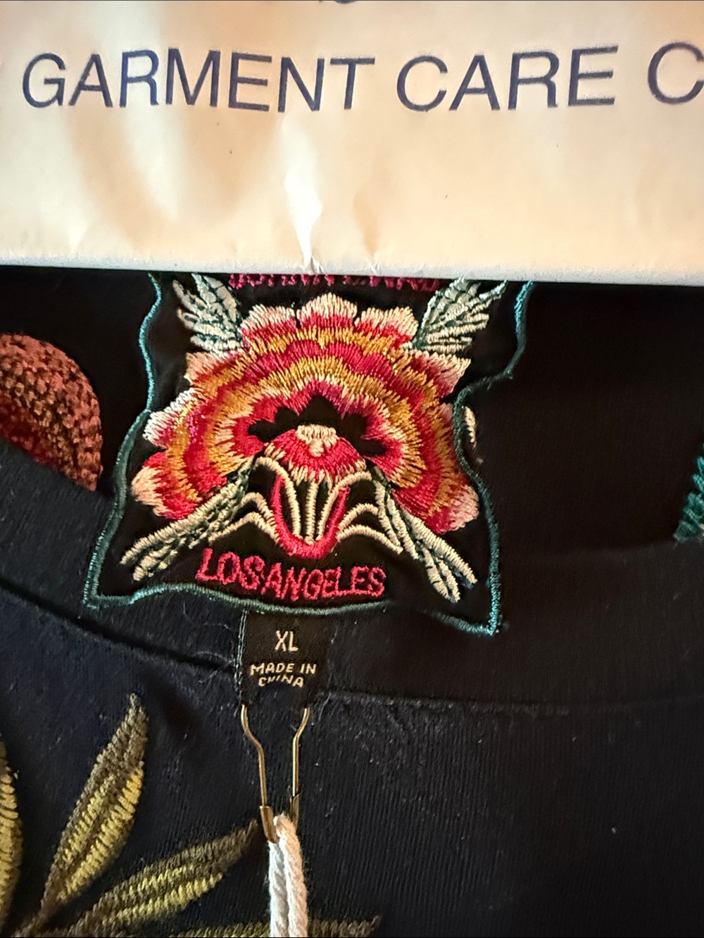 Johnny Was Black Maxi Dress with Pink, Red, Green and Yellow Floral Embroidery - Picture 2 of 3
